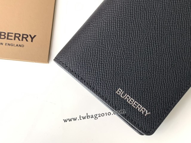 Burberry專門店新款西裝夾錢包 巴寶莉黑色小牛皮對折長夾 yxb1021